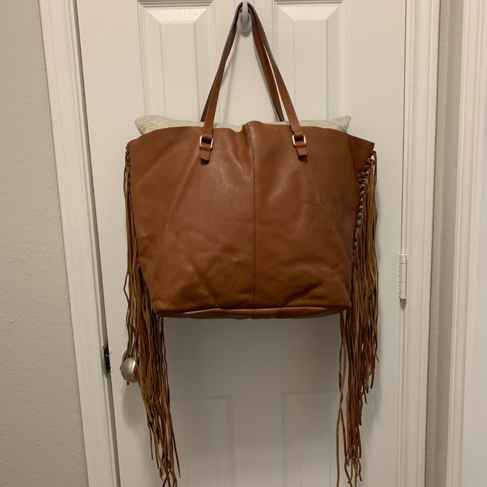 Brown Leather Fringe Purse